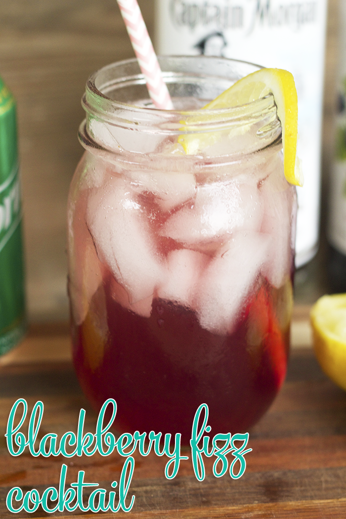 Looking for a new cocktail to try? How about this super simple Blackberry Fizz Cocktail! It's Blackberry Syrup, White Rum, Sprite and Lemon Juice!