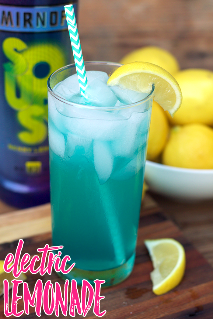 Sharing a fun cocktail with you to celebrate #NationalVodkaDay with this Electric Lemonade featuring Smirnoff Sours Lemon Berry