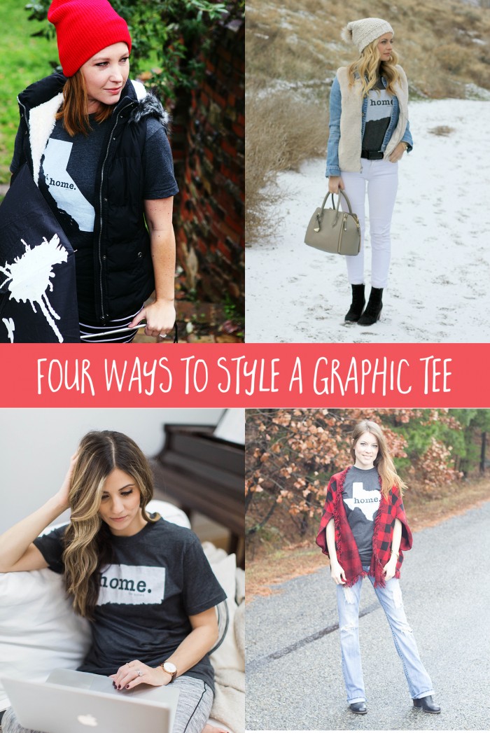 Wondering how to style a Graphic Tee? Check out these 4 ways to style The Home T, graphic tee!