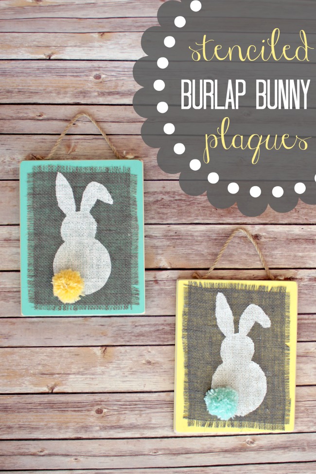 Stenciled-Burlap-Bunny-Plaques