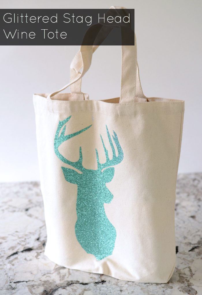 Learn how to make your own Glittered Stag Head Wine Tote with this Tutorial using a Silhouette.