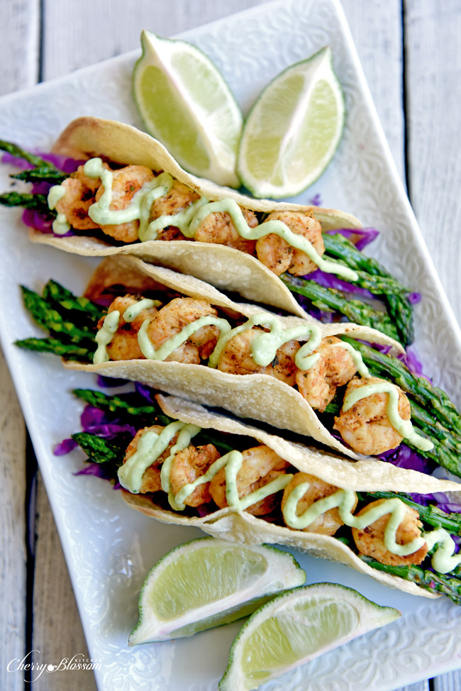 Fajita Shrimp and Asparagus Tacos