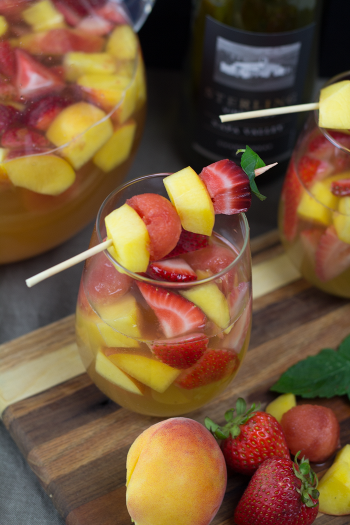 Summer Sangria Recipe with Peach, Strawberries & Watermelon