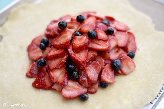 Strawberry Galette with Blueberries and Sweet Mascarpone Cream CherryBlossomKitchen.com