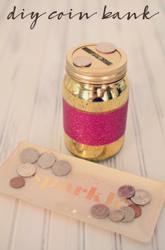 Make saving money fun with this sparkly DIY Coin Bank!