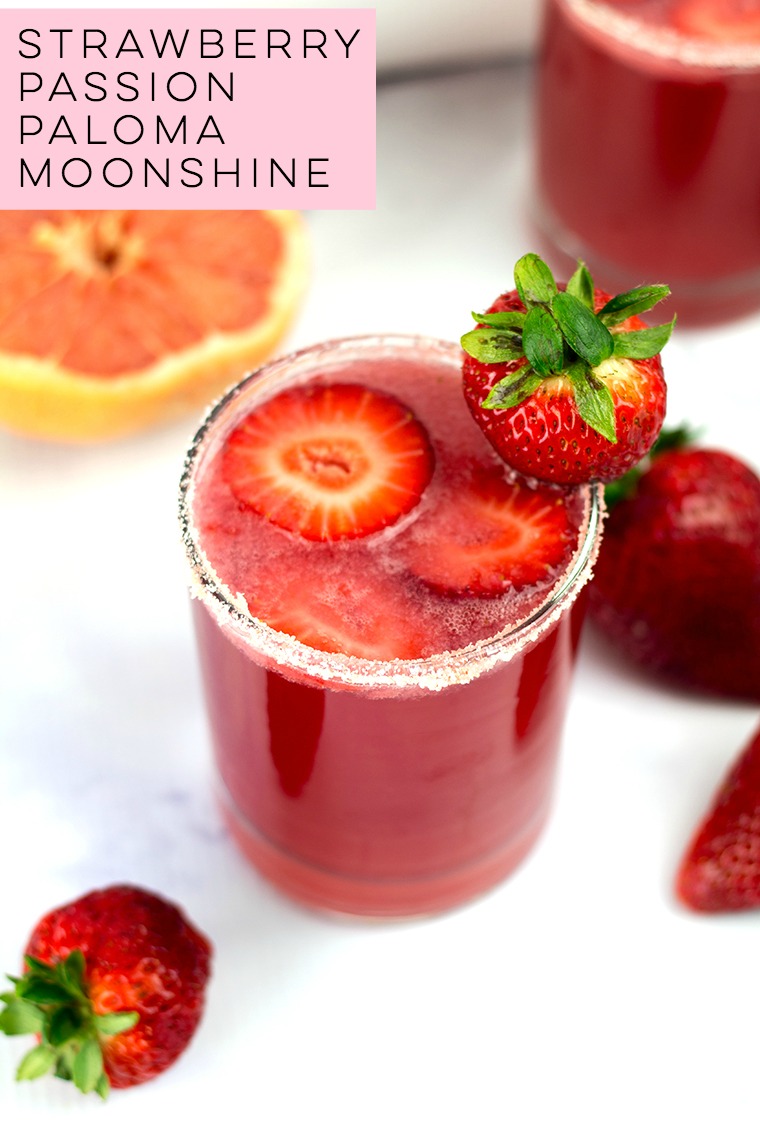 Looking for a new spring drink? Add this drink to your list. A Strawberry Passion Paloma Moonshine