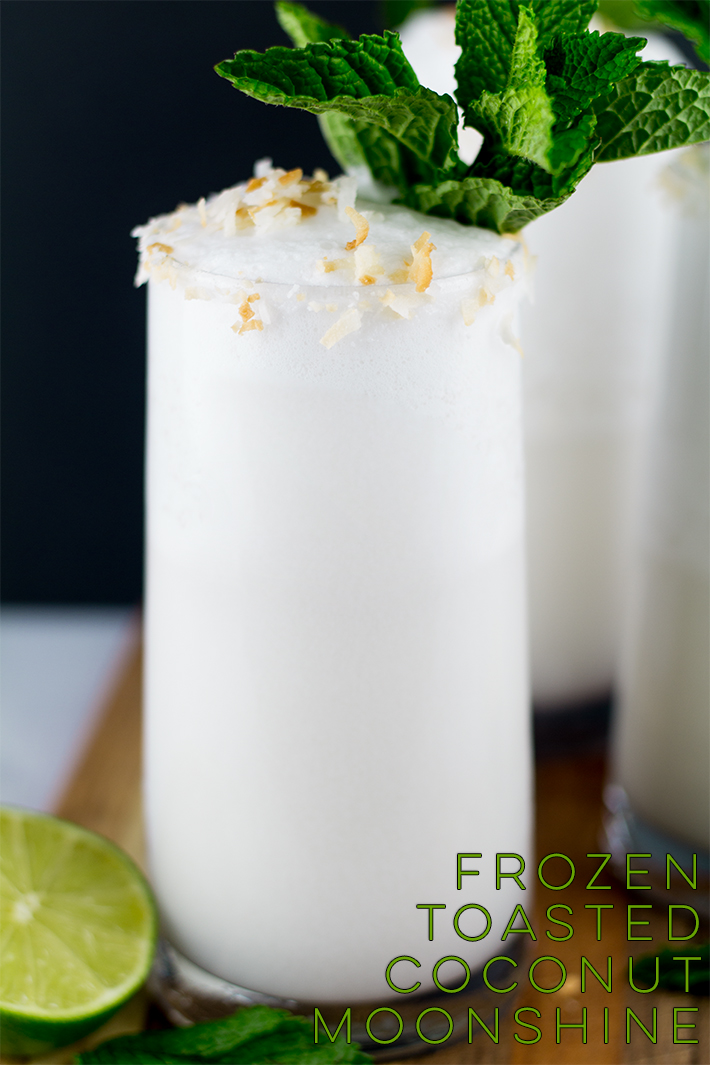 Looking for a new cocktail beverage to try? Love coconut? This Frozen Toasted Coconut Moonshine recipe should be on your list!